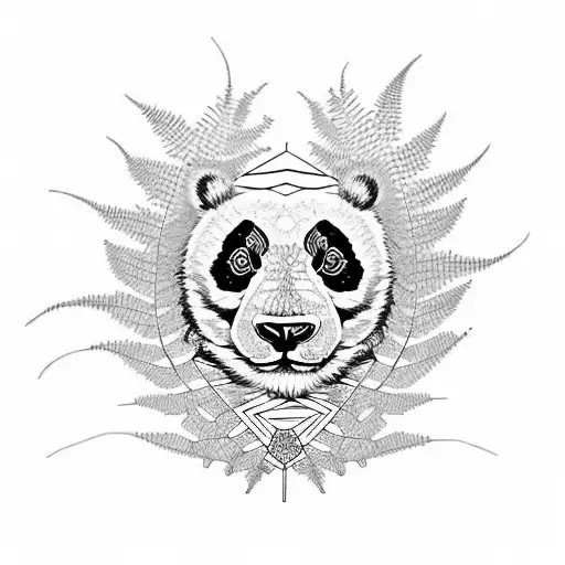 Fern Tree panda tattoo design idea