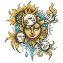 Sun and Moon tattoo design idea