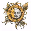 Sun and Moon tattoo design idea