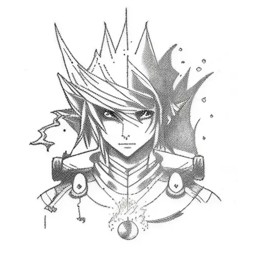 A programmer's tribute tattoo combining elements of Final Fantasy and classic music tattoo design idea