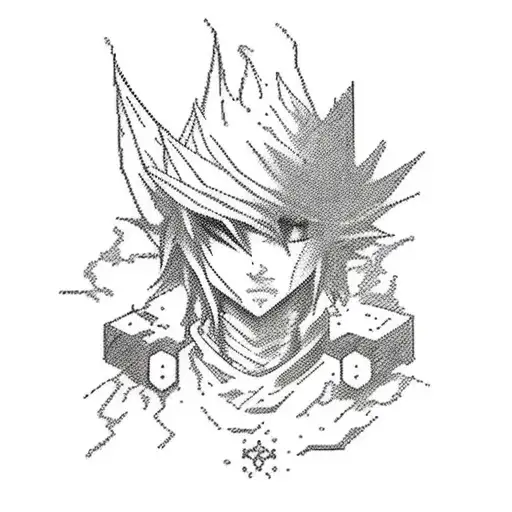 A programmer's tribute tattoo combining elements of Final Fantasy and classic music tattoo design idea