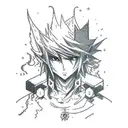 A programmer's tribute tattoo combining elements of Final Fantasy and classic music tattoo design idea