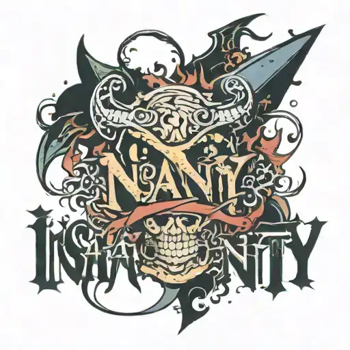 insanity text tattoo design idea