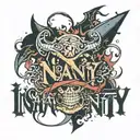 insanity text tattoo design idea