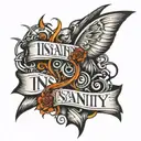 insanity text tattoo design idea