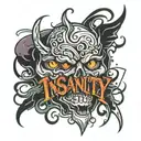 insanity text tattoo design idea