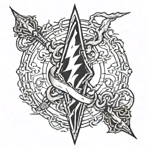 zeus's lightning bolt with poseidons trident tattoo design idea