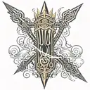 zeus's lightning bolt with poseidons trident tattoo design idea