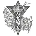 zeus's lightning bolt with poseidons trident tattoo design idea