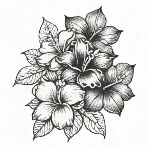frangipani and hibiscus flowers tattoo design idea