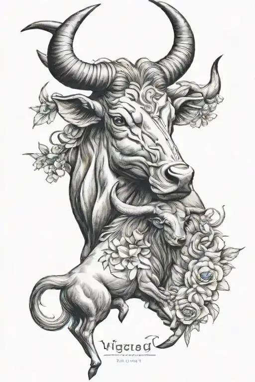 virgo and taurus zodiac sign tattoo design idea