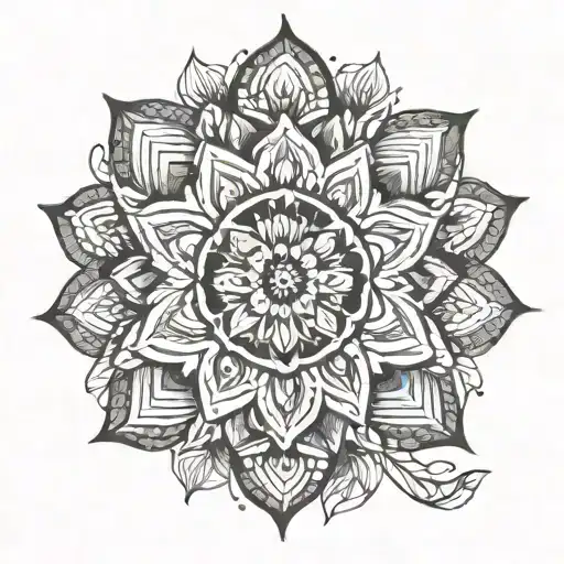 Half mandala flower small simple tattoo design idea