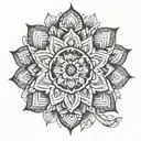 Half mandala flower small simple tattoo design idea