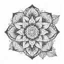 Half mandala flower small simple tattoo design idea
