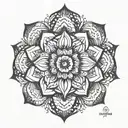 Half mandala flower small simple tattoo design idea