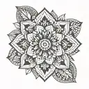 Half mandala flower small simple tattoo design idea