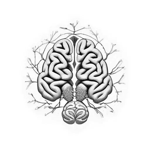 A stylized brain and lung intertwined to represent cancer awareness tattoo design idea