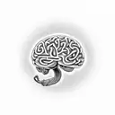 A stylized brain and lung intertwined to represent cancer awareness tattoo design idea