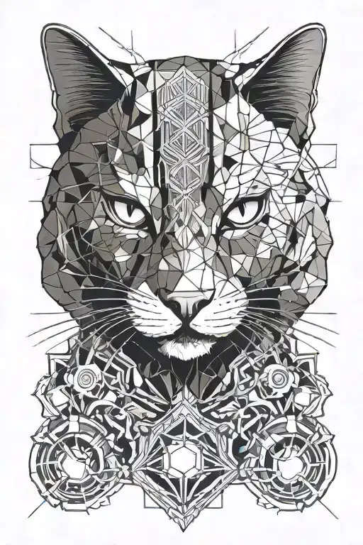 cat with brass knuckles tattoo design idea