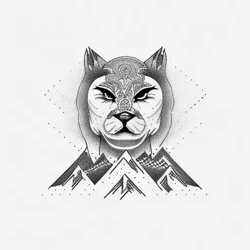  mountains, quantum, and  buddha tattoo design idea