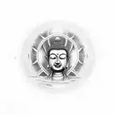 Buddha, hummingbird, lotus and sun tattoo design idea