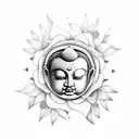 Buddha, hummingbird, lotus and sun tattoo design idea