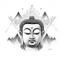 Buddha with mountains and aloe tattoo design idea