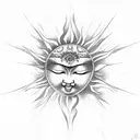 bodhisattva, sun, feather, and nature  tattoo design idea