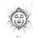bodhisattva, sun, feather, and nature  tattoo design idea