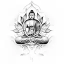 Buddha with lotus and hummingbird tattoo design idea