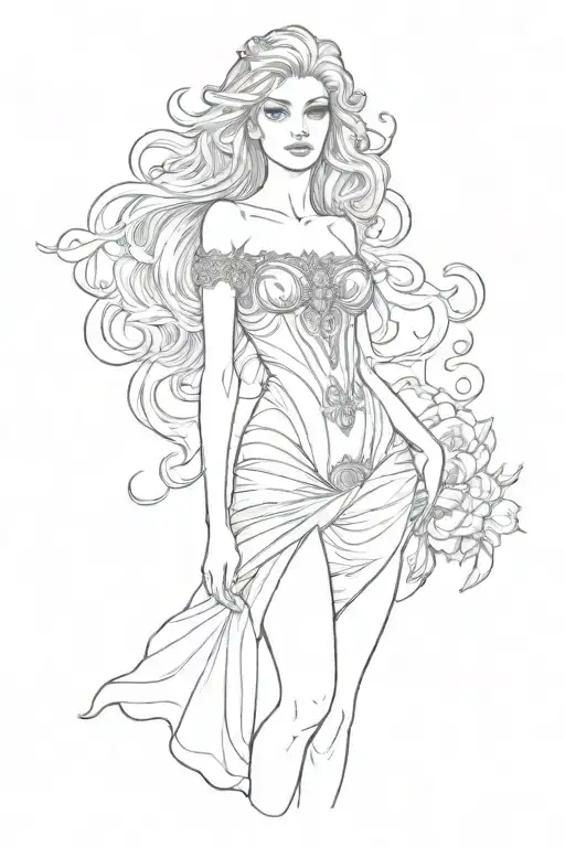 full body Aphrodite realistic sexy girl shoulder tattoo tattoo design idea