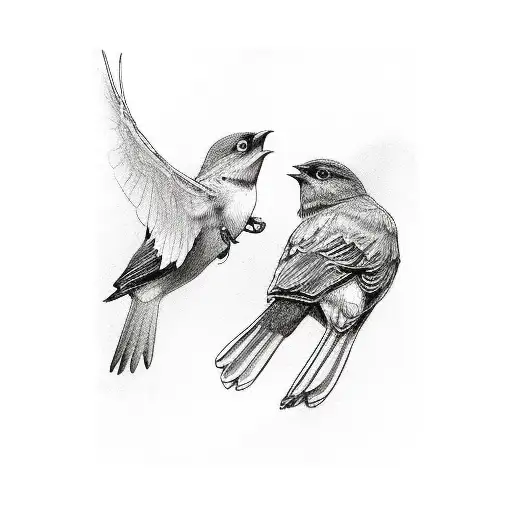 Two birds fighting tattoo design idea