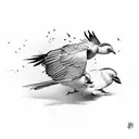Blac and white bird fighting tattoo design idea