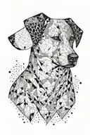A tattoo featuring a stylized geometric representation of a loyal dog, symbolizing loyalty and companionship tattoo design idea
