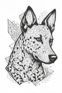 A tattoo featuring a stylized geometric representation of a loyal dog, symbolizing loyalty and companionship tattoo design idea