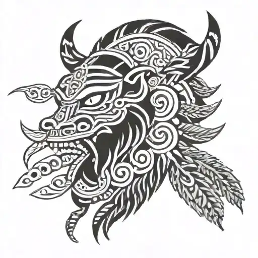 Hmong traditional patterns shaman tattoo design idea