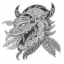 Hmong traditional patterns shaman tattoo design idea
