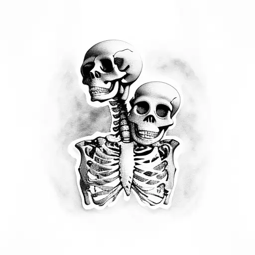 skeletons ripping man apart tattoo design idea