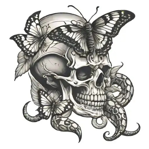 skull, scorpion, cobra, butterfly  tattoo design idea