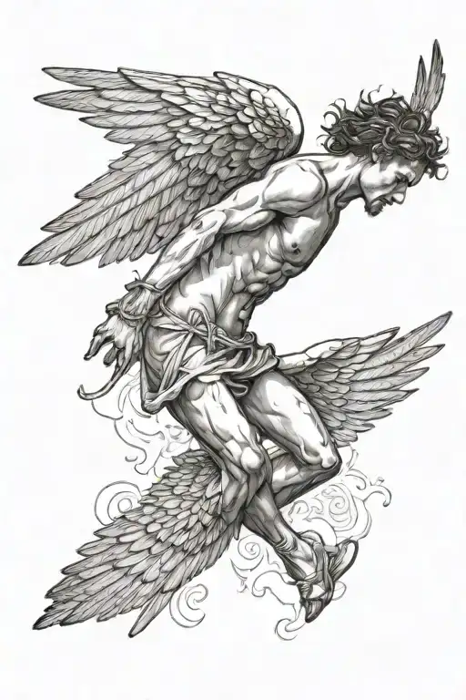 Icarus falling from the sky tattoo design idea
