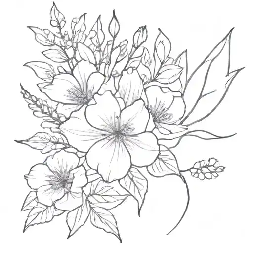 December and may birth flower bouquet tattoo design idea