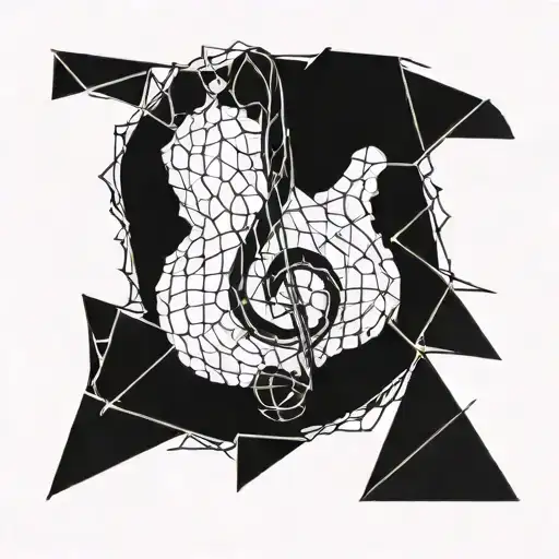 A geometric design incorporating musical notes and crochet patterns tattoo design idea