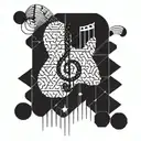 A geometric design incorporating musical notes and crochet patterns tattoo design idea