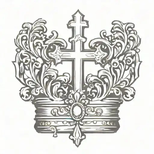 cross and Crown tattoo design idea