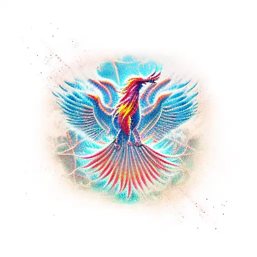 phoenix rising out of atomic bomb tattoo design idea