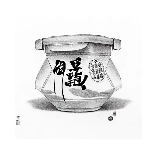 An openned Chinese food take out container that is 80% full with the words HARA HACHI BUN ME written on it tattoo design idea