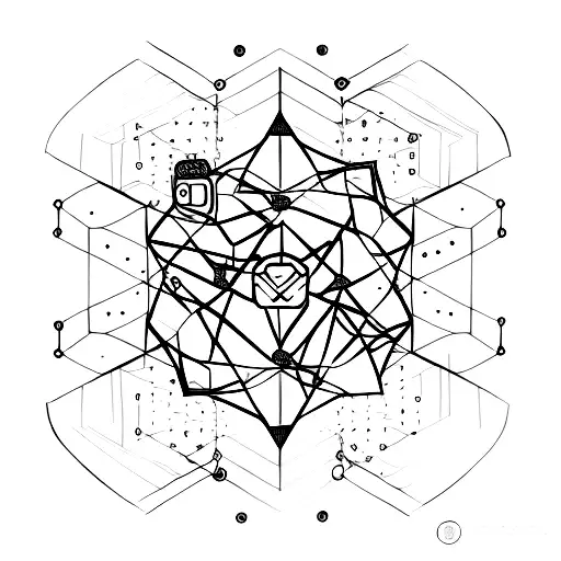 A minimalist tattoo of a business graph with gaming elements incorporated into the design. tattoo design idea