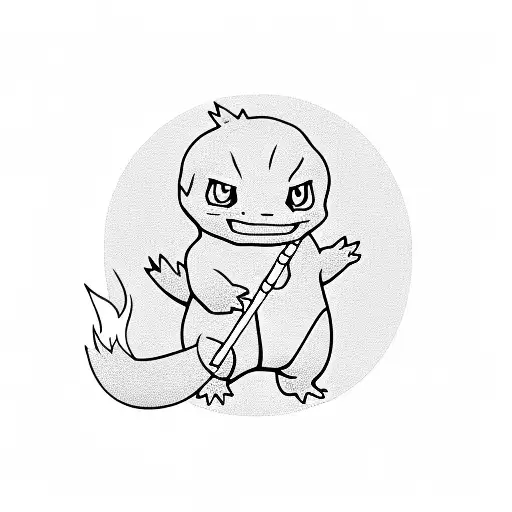 charmander holding a torch tattoo design idea
