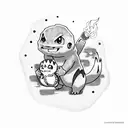 charmander holding a torch tattoo design idea