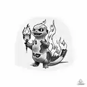 charmander holding a torch tattoo design idea